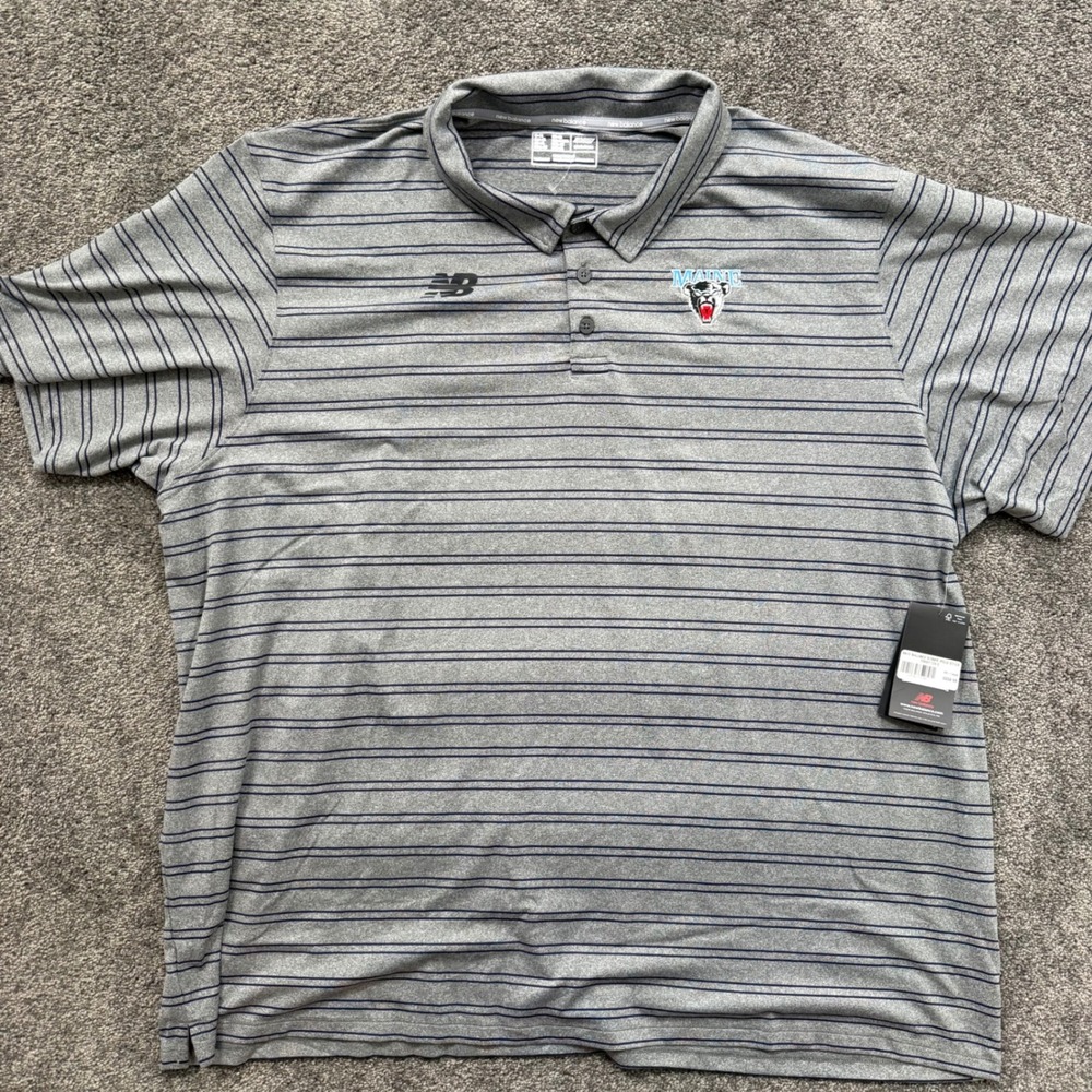 New Balance University Maine Black Bears Polo Shirt Mens 4XL Striped NB Dry